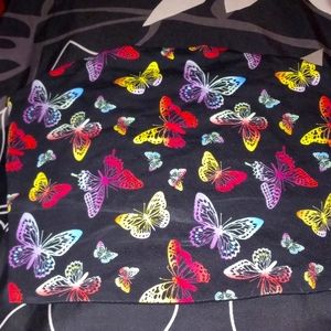 Butterfly  tube top and red Button Down crop top